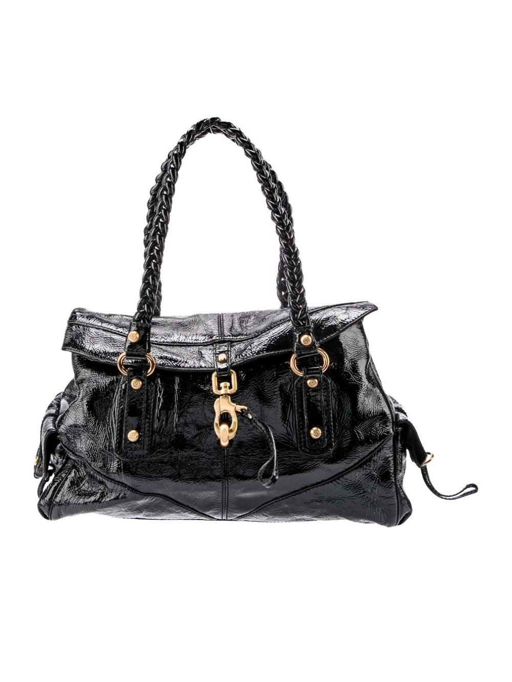Y2K Vintage Francesco Biasia Large Patent Leather Shoulder Bag